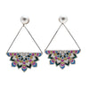 Silver hoop pearl stud mandala enamel ethereal earrings