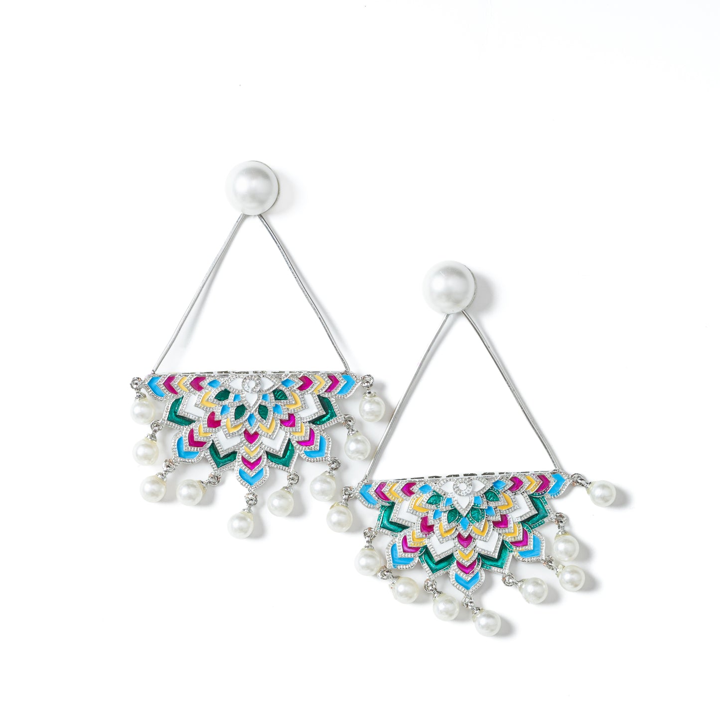 Ethereal Echoes: Colourful Enamel Earrings