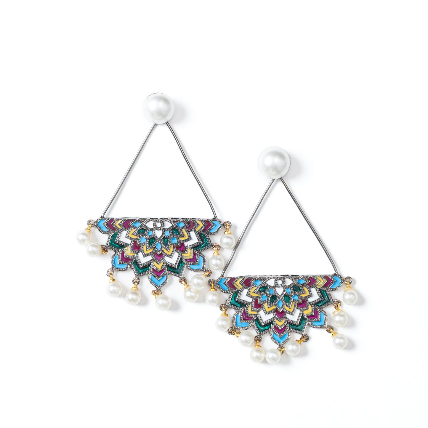 Ethereal Echoes: Colourful Enamel Earrings