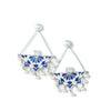 Deep blue and white enamel astral earrings