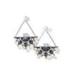 Black & White enamel mandala astral design earrings