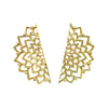 Angular filigree golden-coloured blooming mandala earrings