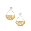 Golden coloured flourishing fancy filigree earring
