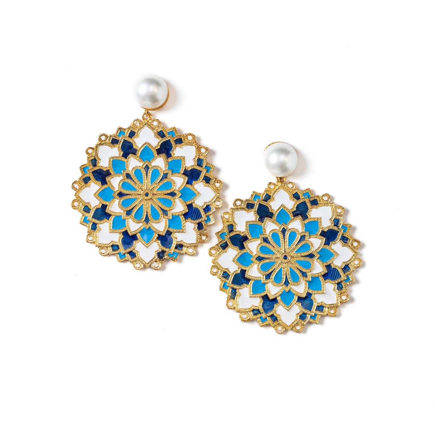 Blue Enamel Earrings : Flourishing Fancies Colour Enamel