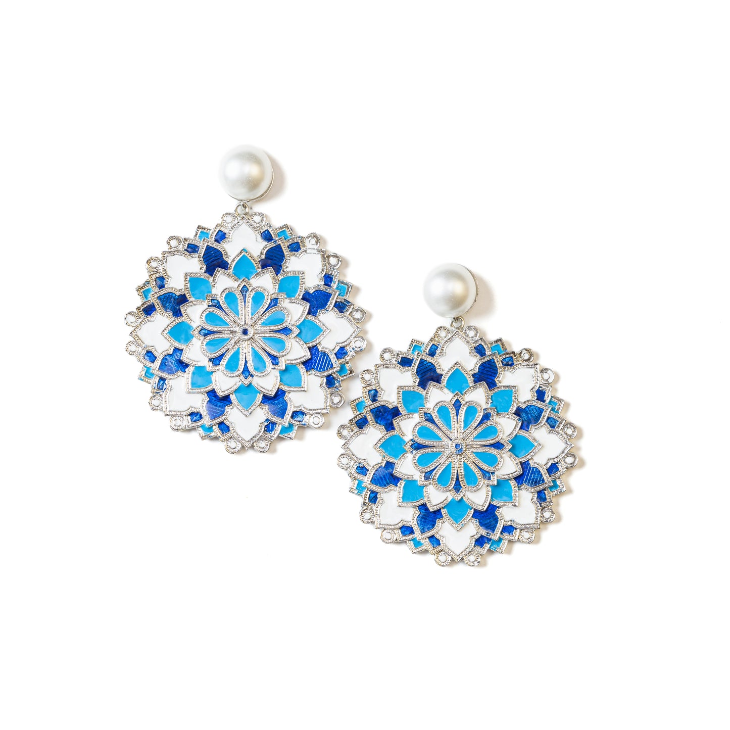 Blue Enamel Earrings : Flourishing Fancies Colour Enamel