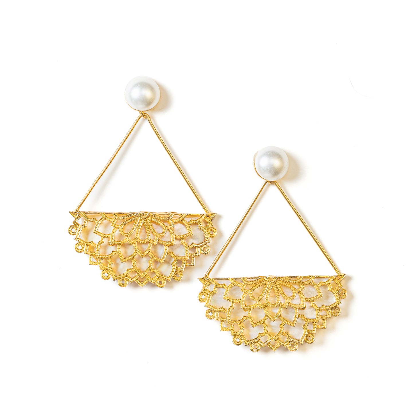 White Statement Earrings : Flourishing Fancies Mother of Pearl Earrings