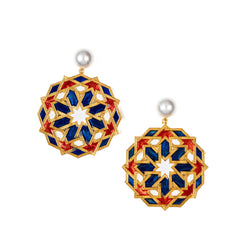 Mandala Earrings Designs : Angular Elegance Colorful Enamel Earrings