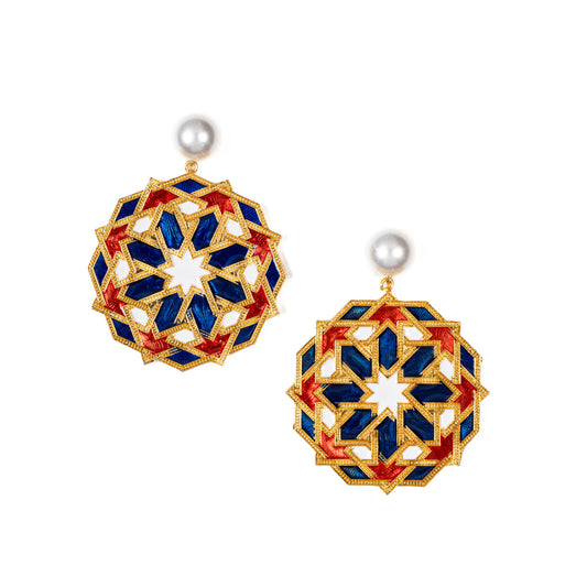 Mandala Earrings Designs : Angular Elegance Colorful Enamel Earrings