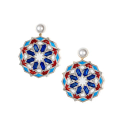 Mandala Earrings Designs : Angular Elegance Colorful Enamel Earrings