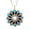 Blue enamel golden coloured mandala pendant