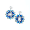 Blue enamel interwoven silver crafted earrings