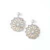 Silver colour mandala design mother-of-pearl earrings