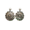 Black-tone filigree mandala design black pearl earrings