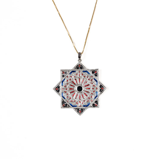 Stellar Symmetry, Mandala Art Pendant