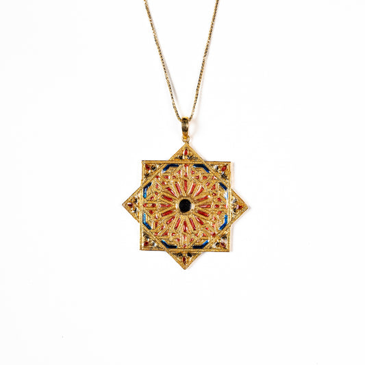 Stellar Symmetry, Mandala Art Pendant